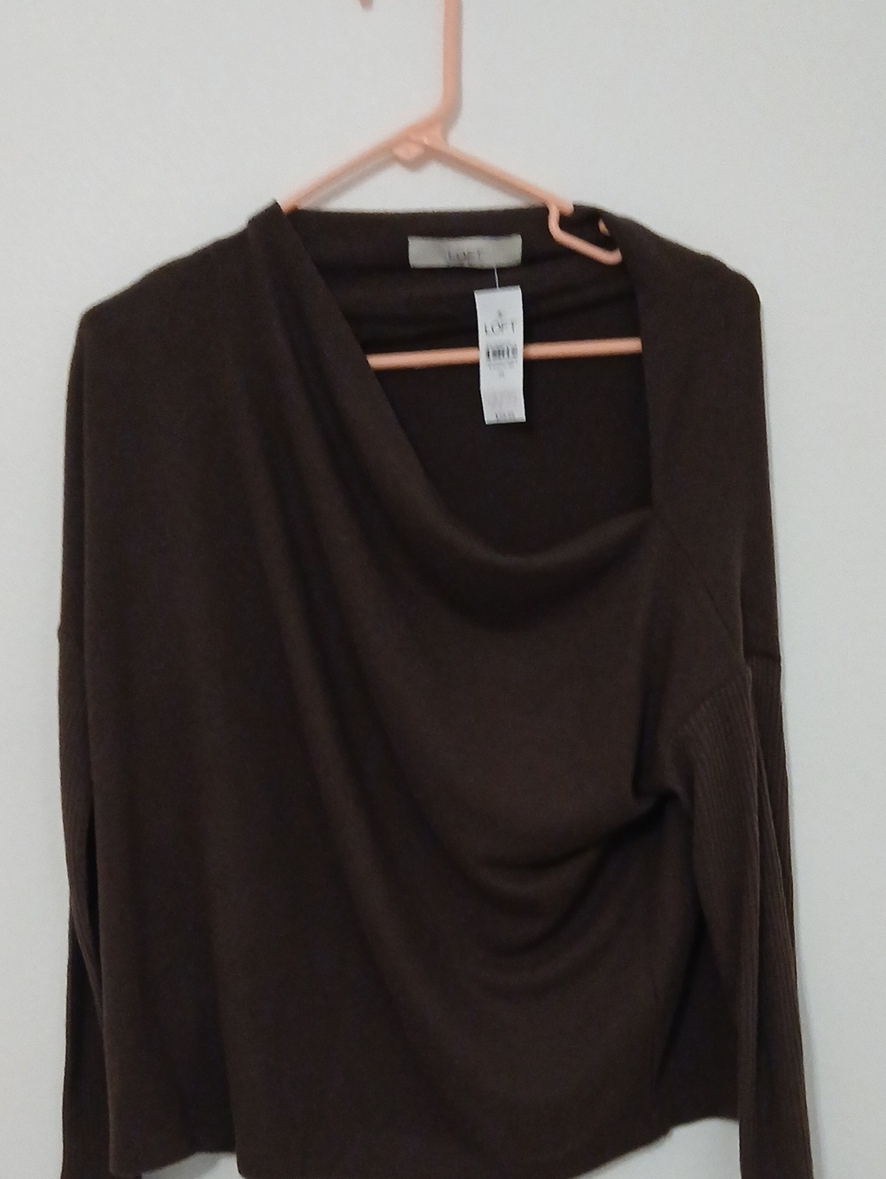 LOFT Brown One Shoulder Lightweight Sweater